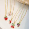 iF ME 5Pcs/Set Cute Fruit Watermelon Strawberry Grape Pendant?Necklace Butterfly Gold Chain Choker for Women Accessories Jewelry