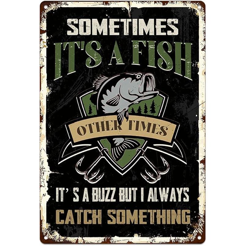 Funny Fishing Signs Life Is Better At The Lake Vintage Metal Fish Painting Art Printing Poster Wall Decor for Home Kitchen Bar Cafe Pub 12x8 Inch