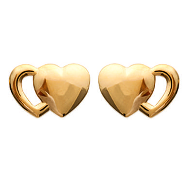 [M9978] - Gold Plated 'Love' Earrings - 11x7 Mm