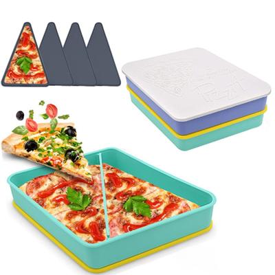 Silicone Pizza Storage Container Reusable 2 Compartments Dishwasher Safe Eco-Friendly Silicone Pizza Box Home Supply