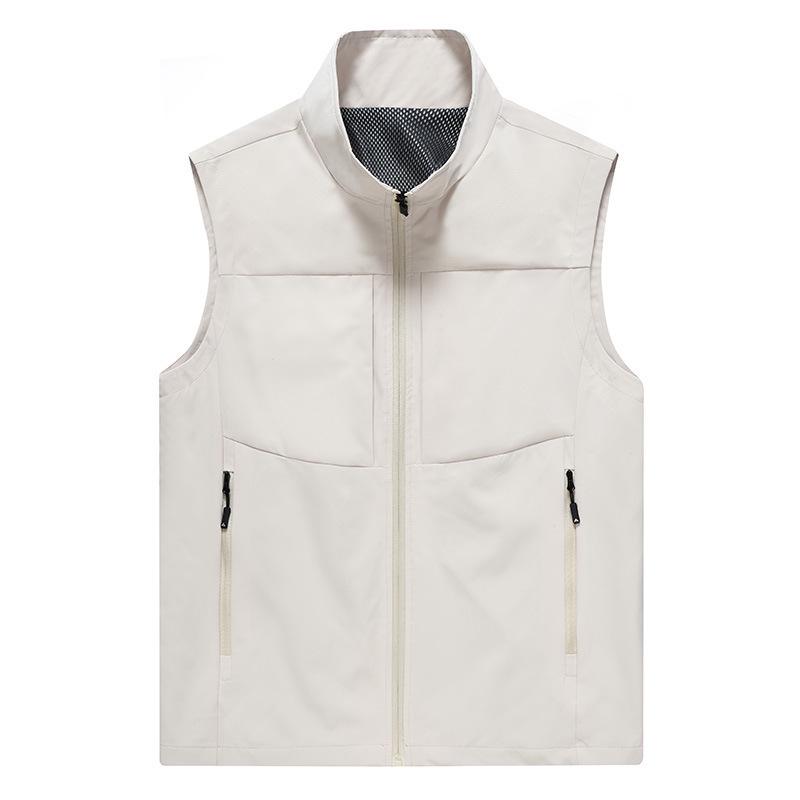Men's Spring Breathable Outdoor Fishing Vest with Stand Collar and Logo