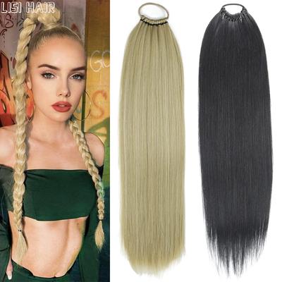 Estensioni sintetiche della coda di cavallo avvolgono la fascia elastica dei capelli Coda di cavallo dritta allungata con elastico intrecciato per le donne