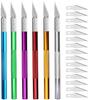 1pc Craft Knife Aluminum Alloy Rod Soft Grip Hobby Knife with 4pcs Spare Blades Carving Knife Pen for Modeling, Art Craft Knife