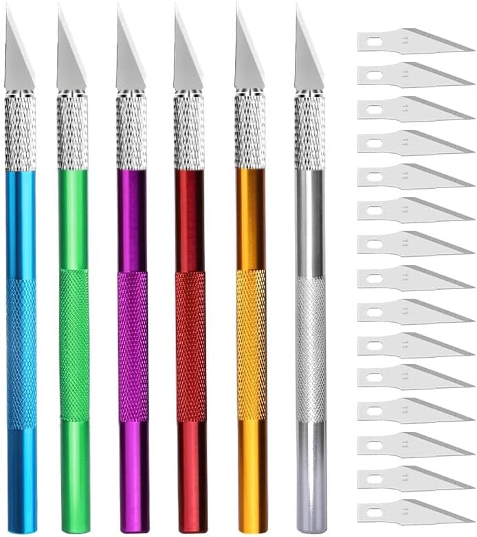 1pc Craft Knife Aluminum Alloy Rod Soft Grip Hobby Knife with 4pcs Spare Blades Carving Knife Pen for Modeling, Art Craft Knife