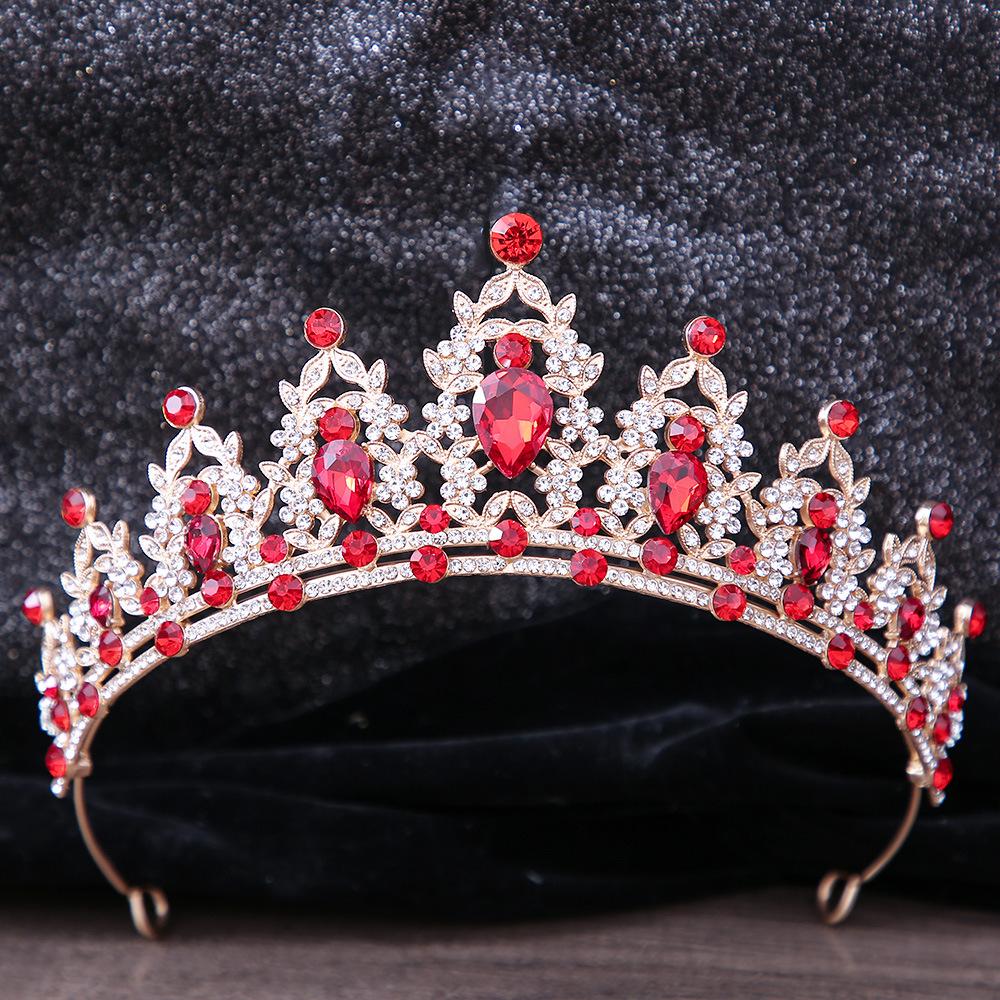 DIEZI Luxury Elegant AB Crystal Crown Hair Accessories Tiara For Women Party Red Purple Rhinestone Bridal Crown New Hair Zircon