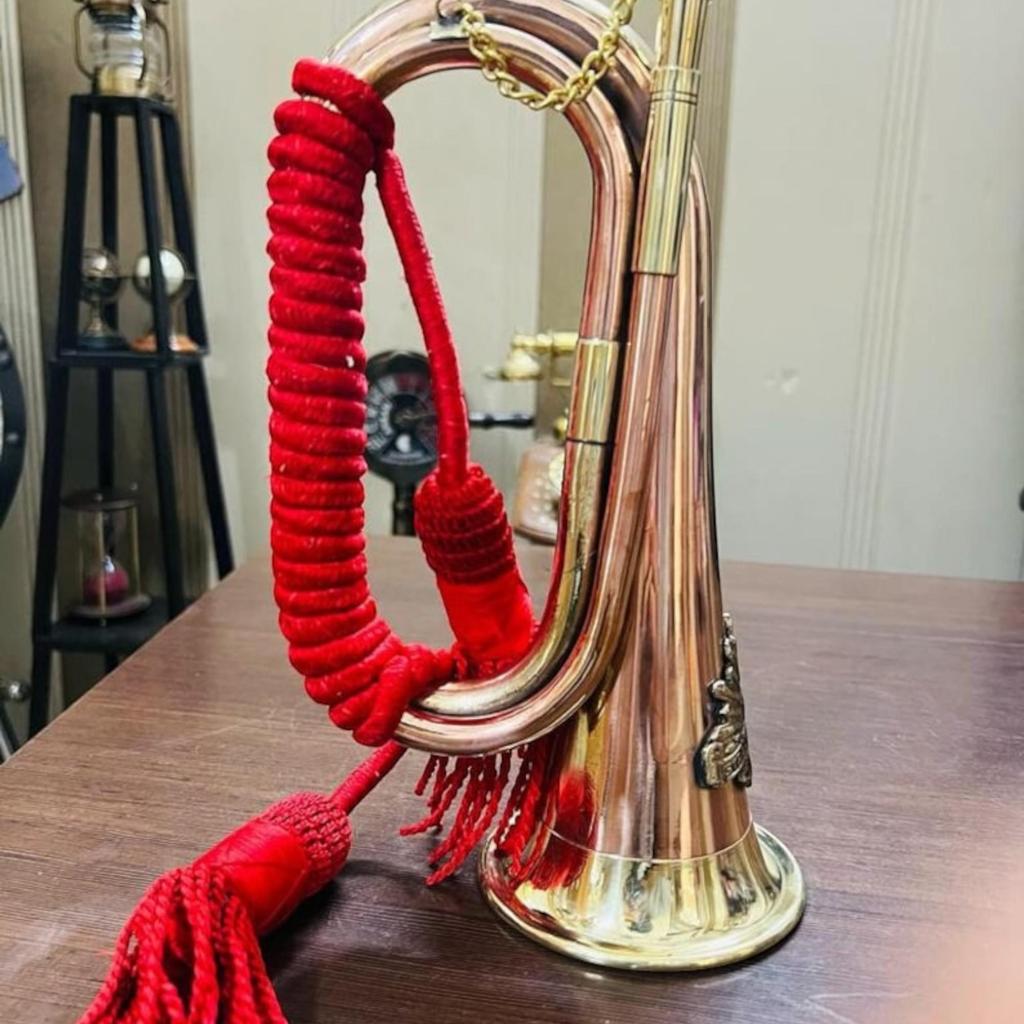 Vintage-Inspired 12-Inch Copper & Brass Bugle - Australian Military Forces Batch with Silk Rope Tassel