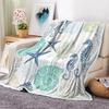 Beach Ocean Throw Blanket, Nautical Coastal Throw Blanket, Summer Blue and Teal Soft Fuzzy Blanket, Ocean Animal Theme Decor for Couch Bed Sofa