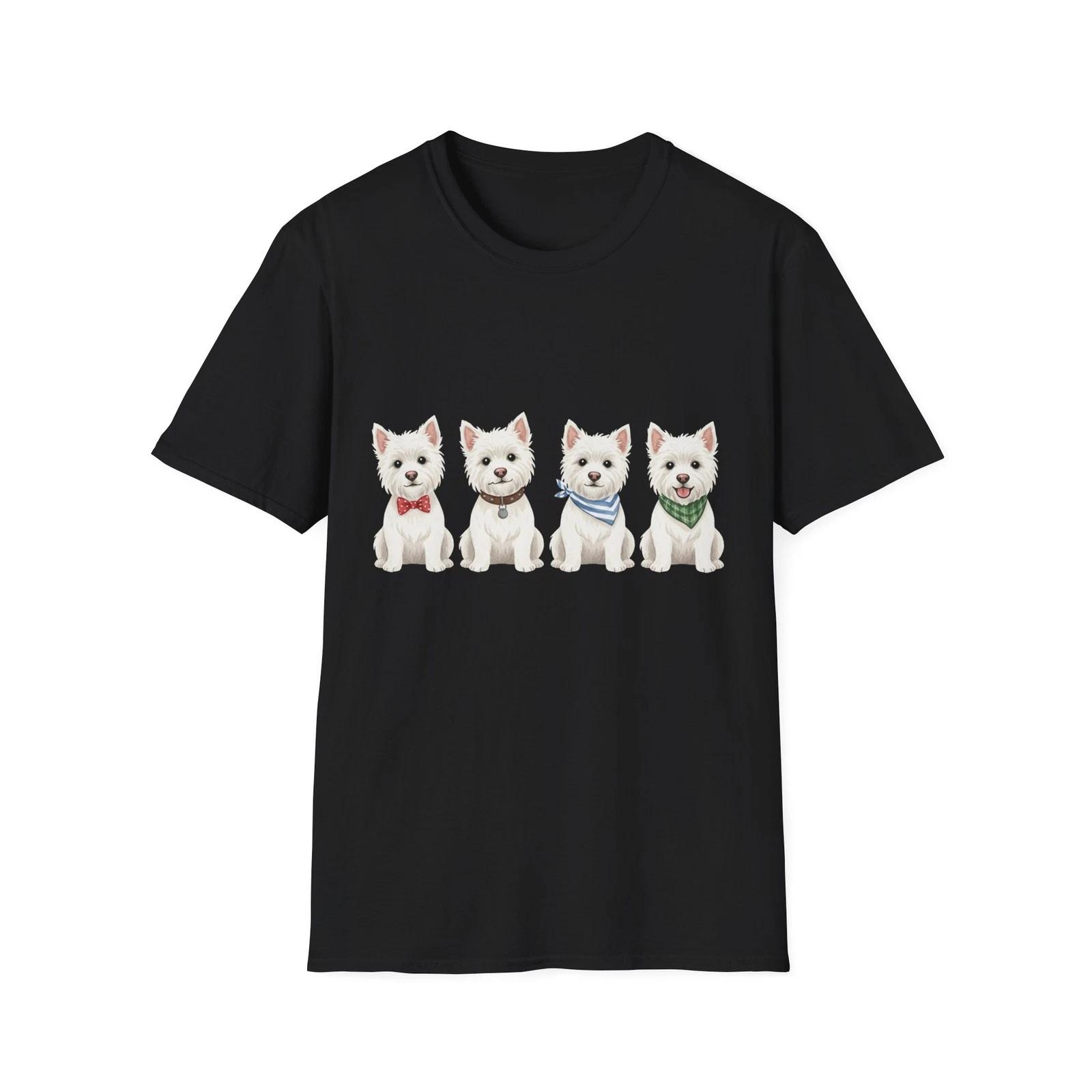Dog Bandana Cute Watercolor Illustrated Black Tee Dog Print T-Shirt 4XL