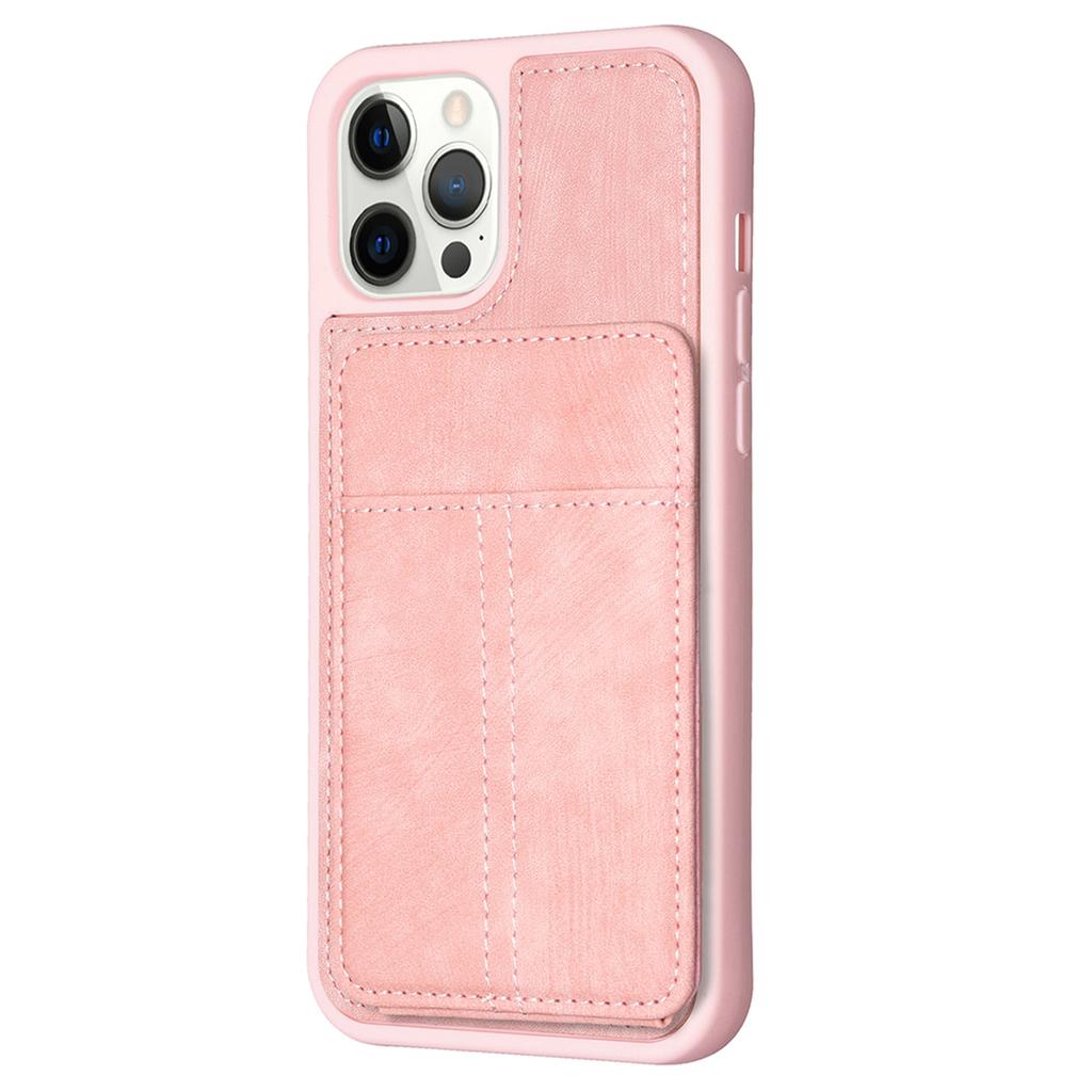 BF28 Kickstand Case for iPhone 15 Pro Max,Matte PU Leather Coated TPU Phone Back Protector Cover with Card Holder