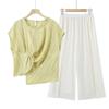 Middle-Aged Women's Striped Summer Two-Piece Set