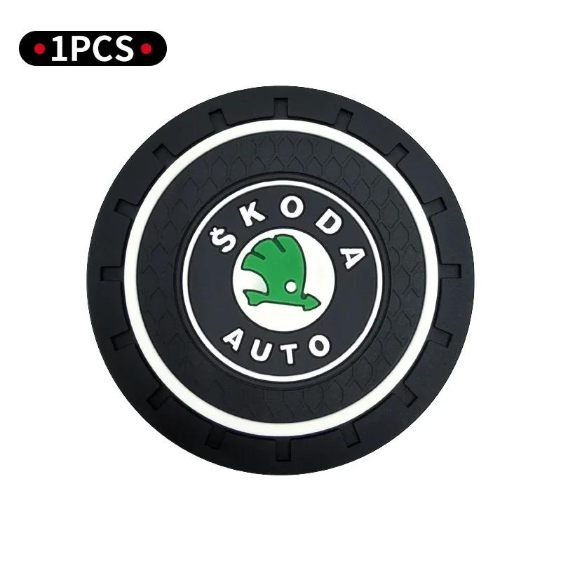 

Car Sticker 2026 Hot Car Coaster Water Cup Non-Slip Silica Gel Pad Holder Mat For Skoda Fabia 1 2 Octavia A7 6Y NJ3 RS Superb Ra