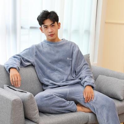 Verdickter warmer Männer-Pyjama aus Korallensamt, Herbst-Winter-Homewear, langärmelige lange Hose, solide, weiche Nachtwäsche 2-teilig/Set Paar