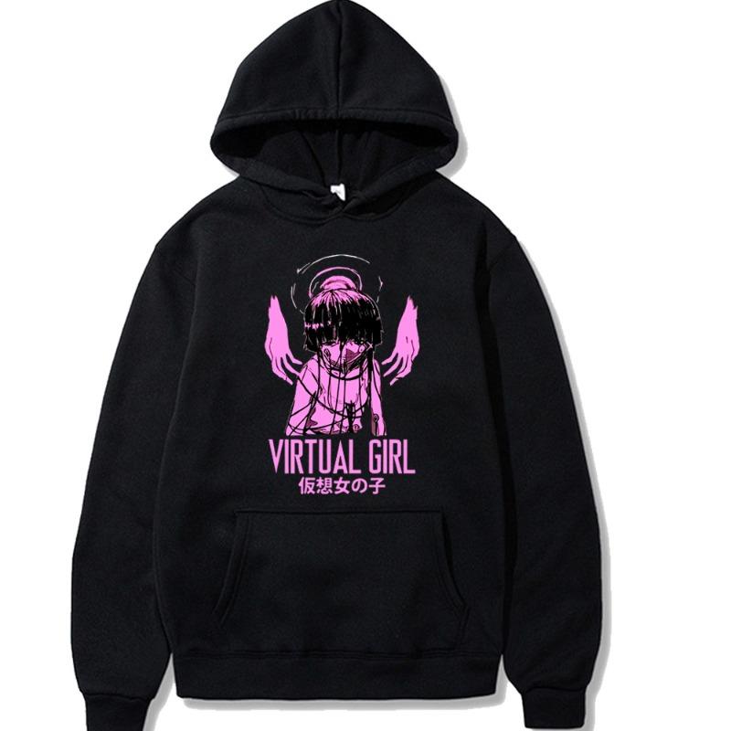 Serial Experiments Lain Bluzy z kapturem Mężczyźni Kobiety Bluzy z kapturem Moda Hip Hop Codzienne Pulowery Bluza jesienna