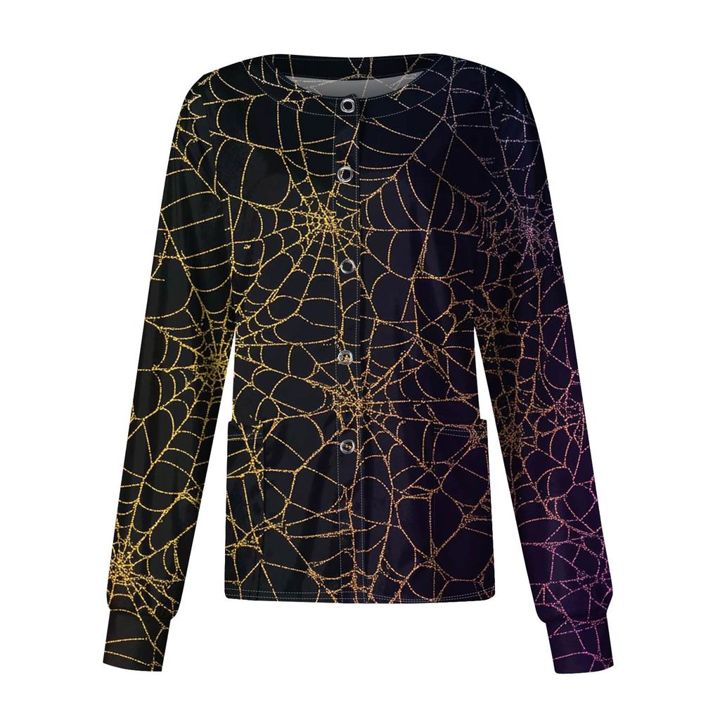 Dámské ležérní oblečení s dlouhým rukávem, jednořadové halloweenské oblečení s potiskem Cardigan Top oblečení Uniformy