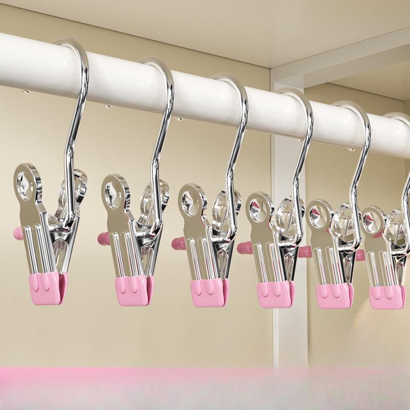 

Многофункциональный зажим для брюк из нержавеющей стали, зажим для домашнего гардероба, шляпа для хранения одежды, зажим для носков, крючок без следов, прищепка 10.5*4cm(1pcs) розовый