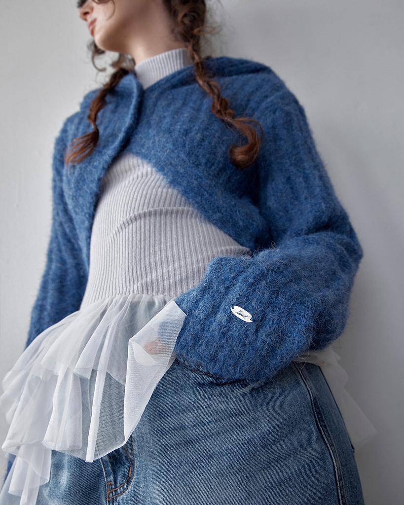 Cardigan à capuche court INSEOWL - Bleu