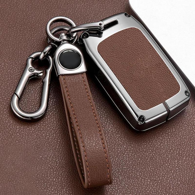 Car Brown & Silver Key Fob Case Cover Fit for Chevrolet Silverado 1500 2500 3500 Tahoe Suburban