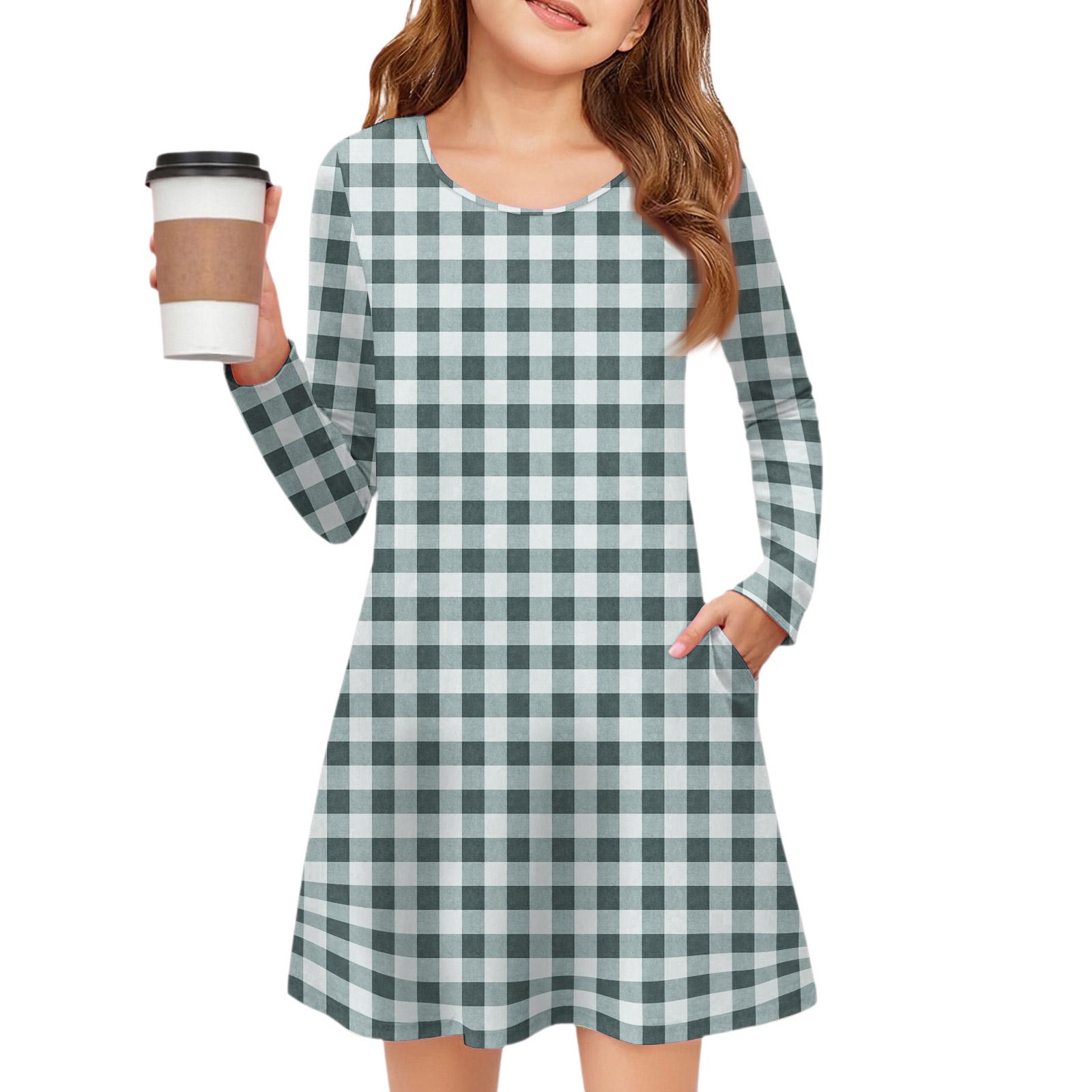 

Платье с длинным рукавом для девочек - Платье с цветными карманами 160