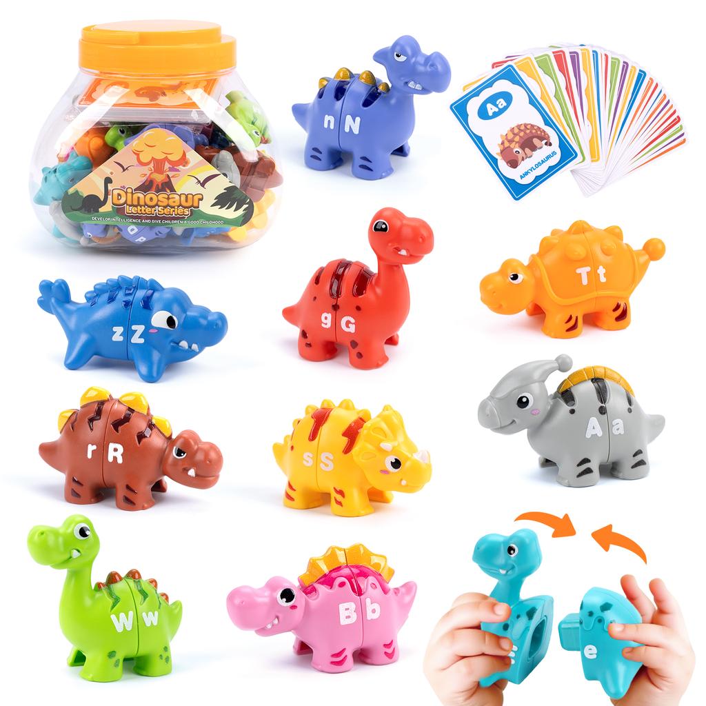 Dinosaur Matching Game Toy Number&Letter Matching Color Sorting Fine Motor Skill Sensory Montessori Toy Toddlers for Kids Gifts