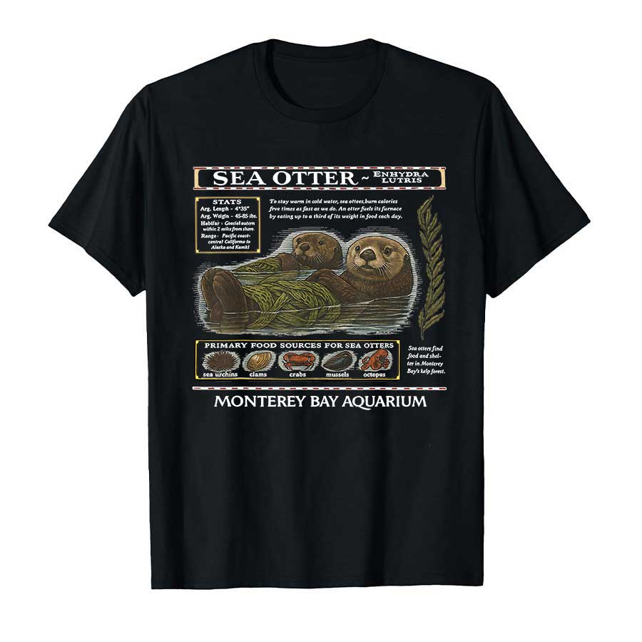 Monterey Bay Aquarium Sea Otter T-shirt For Men 100% Cotton T Shirts Short Sleeve Tops P527