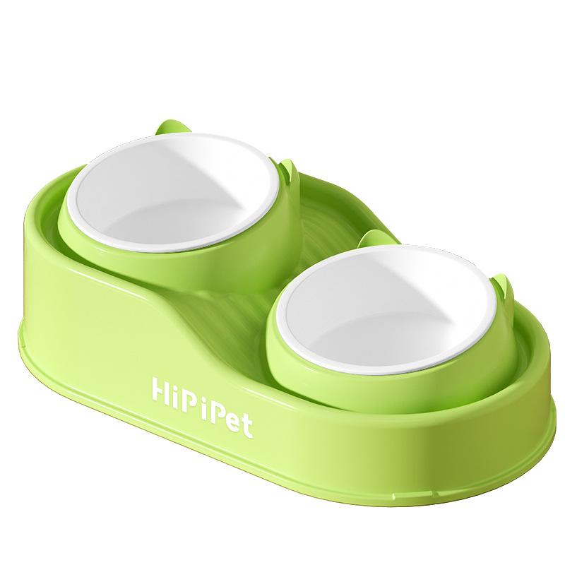 New Cat High-low Partition Cute Cat Ceramic Double Bowl Cat Bowl Drinking Water Feeding Dog Bowl Anti-knock Over Pet Bowl