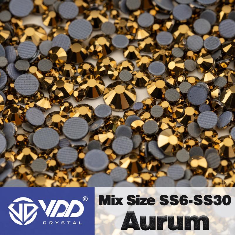 VDD High-Quality Mixed Size Rhinestones: SS6-SS30 Glass Crystal Hot Melt Adhesive Flat Back