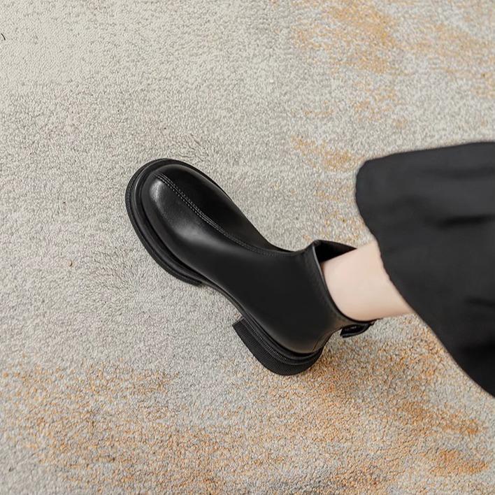 Single boots Martin boots women's 2025 new popular spring and autumn platform short boots leather boots Chelsea British style women's shoes