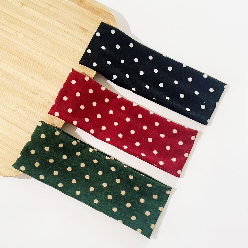 Y2K Hair Band Retro Boho Breeze Wind Dot Stretch Turban Women's Hairbands Korean Ins Wide Headbands Yoga Sports Hair Accessories