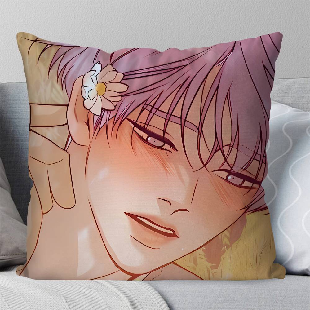 PPearl Boy Manga Pillow Case Fashion Square Pillowcase Bedroom Sofa Room Ins Decoration Leisure