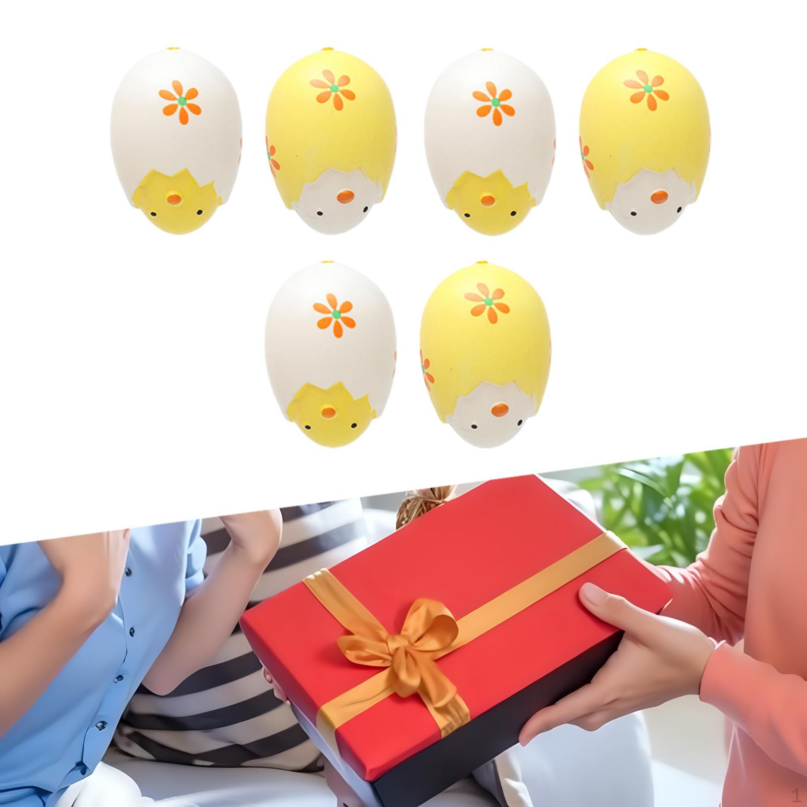 

6шт пасхальное яйцо висячие украшения украшения партии красочные яйца декор дерева для офиса White Yellow