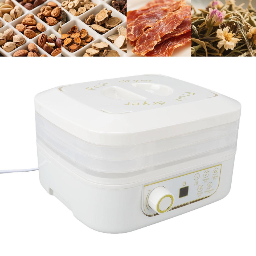 Food Dehydrator 360 Degrees  Airflow Technology Multifunctional High Efficiency 3 Tier Electric Fruit Drying Machine