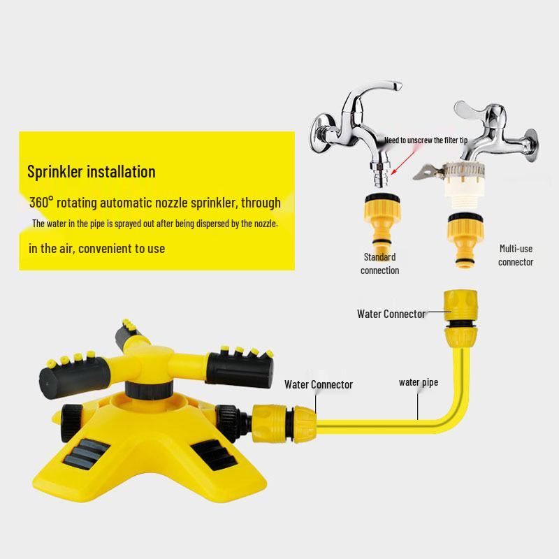 360° Rotating Sprinkler Head: Nursery & Garden Irrigation Three-Prong PVC Water Pipe Set