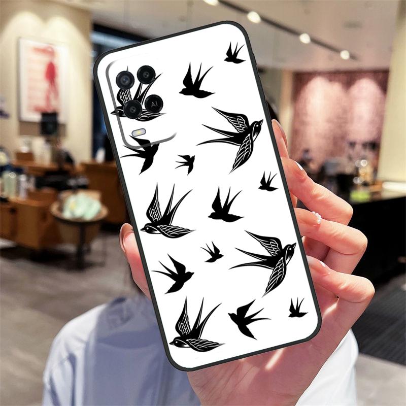 Swallow Collage Pattern Case For Oppo A40 A60 A80 A18 A38 A58 A78 A98 A16 A76 A96 A15 A17 A77 A74 A94 A54 A57S Cover