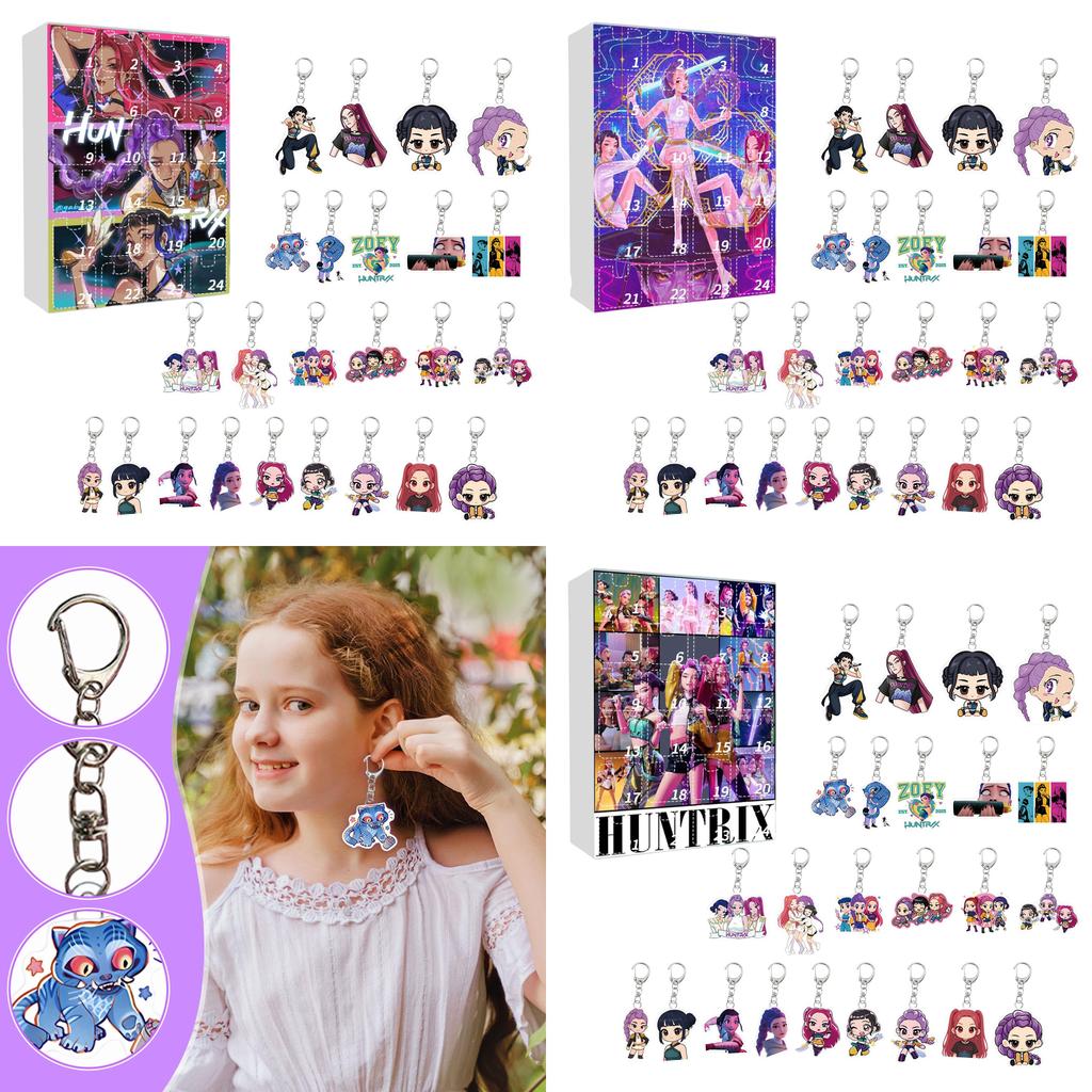Kpop Demon Hunters Christmas Advent Calendar Keychain Acrylic Party Favor For Fans