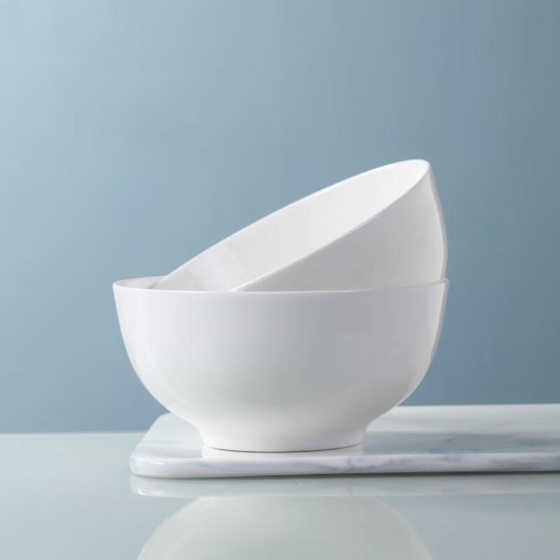 Jingdezhen Minimalist Pure White Ceramic Bowl Set (2-Pack)