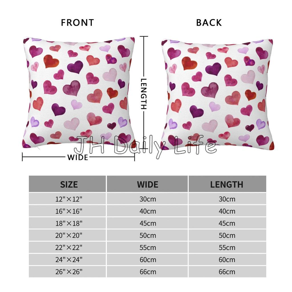 Red Pink Love Heart Pillow Case Home Sofa Bed Decor Pillow Cover Cushion Cover Square Pillowcase 18x18 Inch Valentines Day Gift