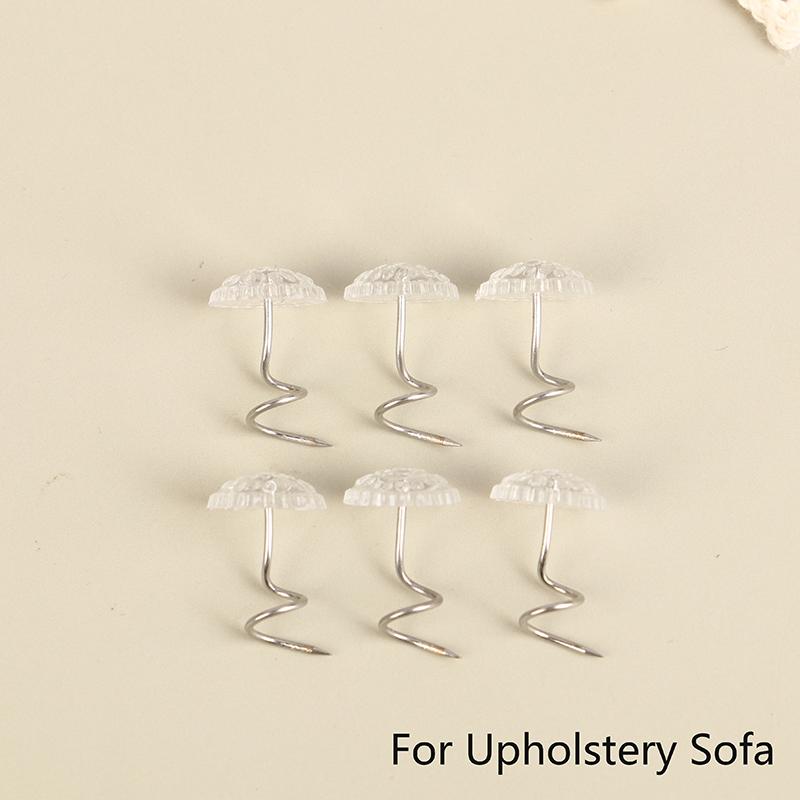 100 шт. прозрачных головок, закручивающиеся булавки, крепеж для обивки, одеяла, стула, дивана, декоративные булавки для ремонта, свободные булавки для штор серебряный