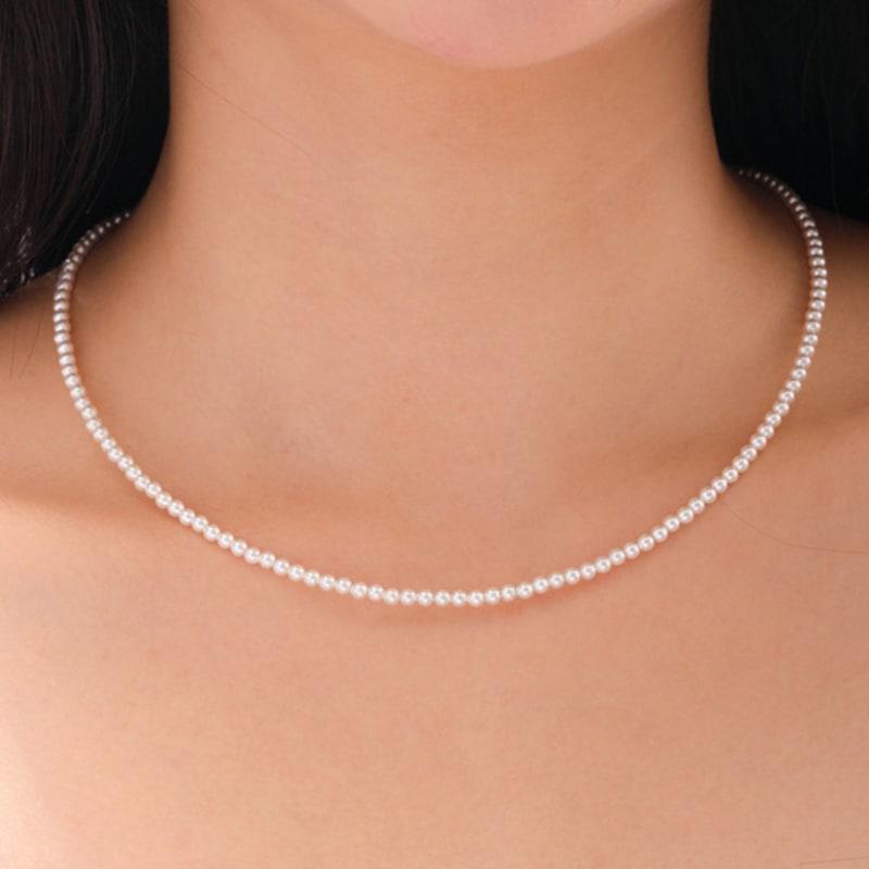 

cotoit Small Point Pearl Necklace (3mm) platinum-plated silver