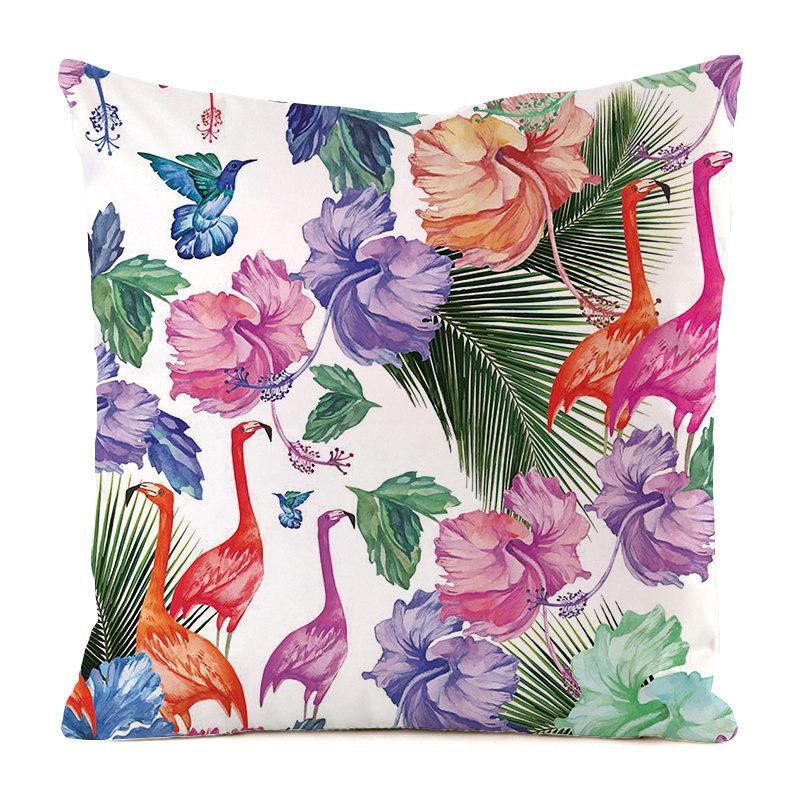 Nordic tropical style flowers Digital printing short plush pillow covers for car sofa office cushion cover home goods
