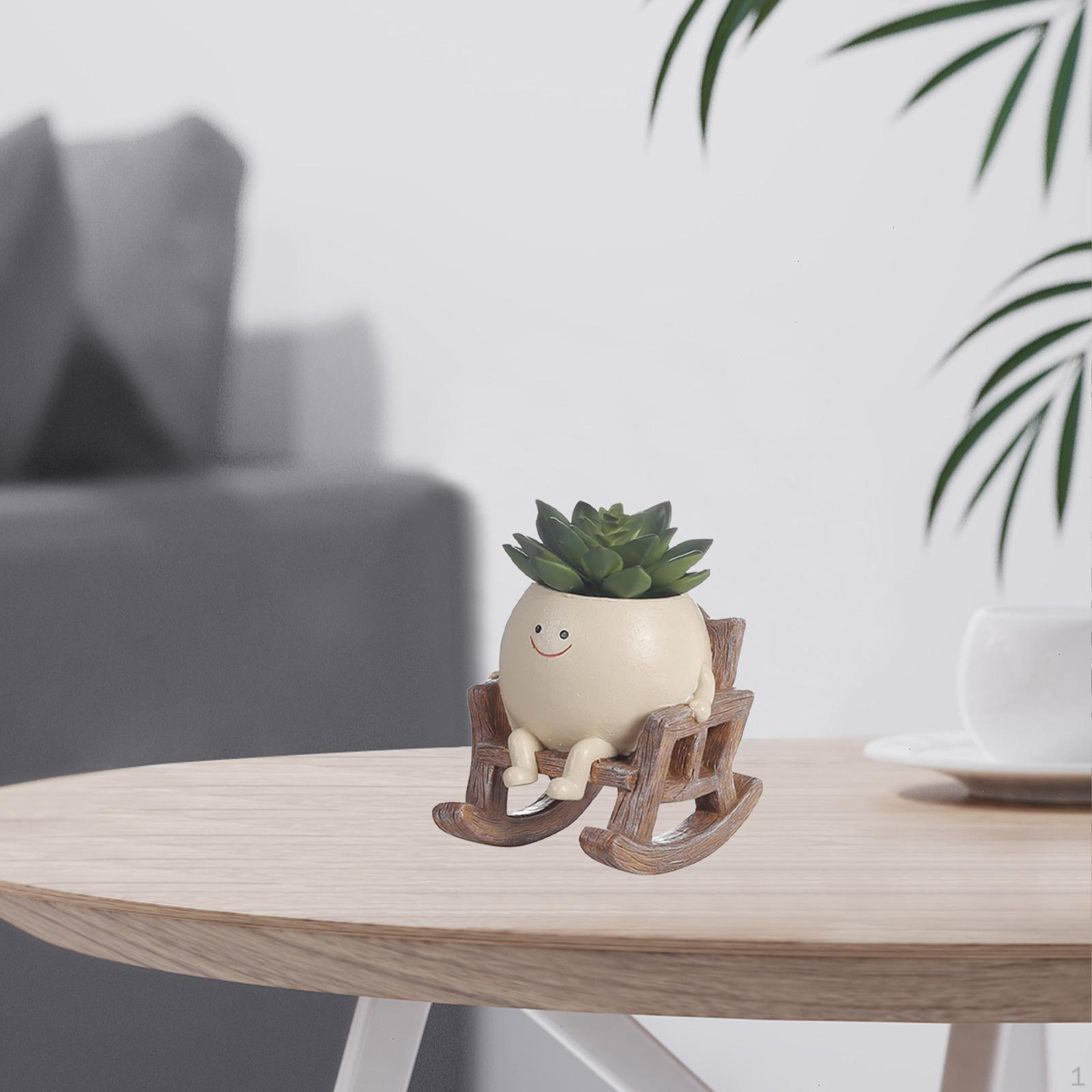 

Creative Flower Pot Decorative Plant Ornament Resin Fancy Suitable for Office Bedroom Ligth Brown