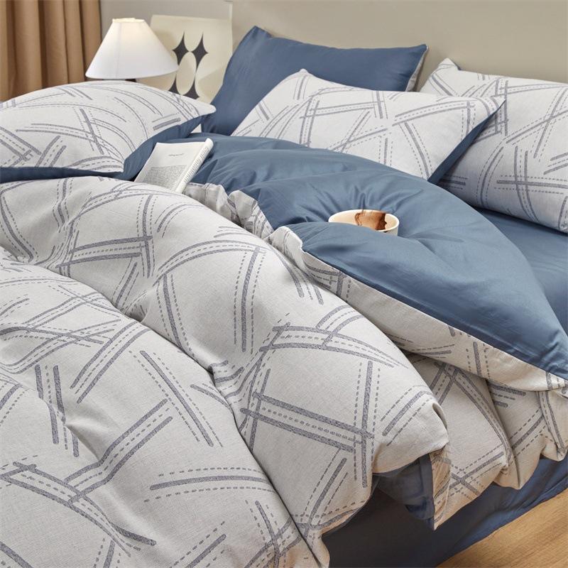 Class A 120 Maternal And Infant Grade Jacquard Pure Cotton 4Pcs Set Xinjiang Cotton Cotton Naked Sleeping Sheet Quilt Cover Mattress Model