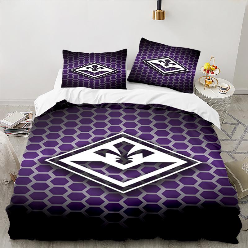3PCS Fiorentina Football Club Bedding set,Ideal for1pc Duvet Cover And 2pcs Pillowcases Perfect for Christmas gift,Ideal for Bedroom, Dormitory