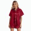 European & American Style Women's Imitation Silk Short Sleeve Pajama Set - Plus Size Available