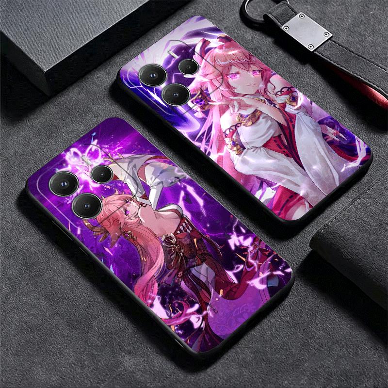 Genshin Impact Yae Miko Soft Phone Case for Xiaomi Redmi Note 12 13 14 15 Pro Plus 11 12S 11S 11T 10 4G Black Cover Back Shell