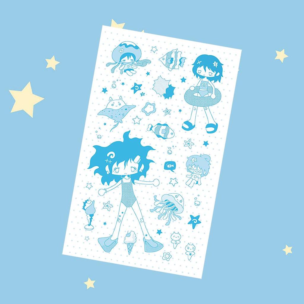 Korean Retro Summer Girl Stickers: Cute Cartoon Guka DIY Creative Set