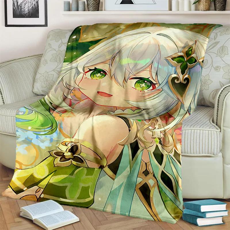Game Genshin Impact Gamer Cartoon Blanket,Soft Throw Blanket for Home Bedroom Bed Sofa Picnic Travel Office Cover Blanket Kids