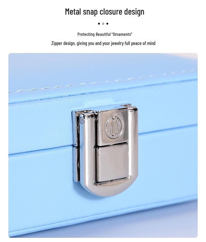 Pastel Double-layer Jewelry Storage Box for Earrings, Rings, and Necklaces - Portable PU Case