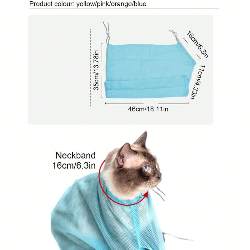 Breathable Mesh Anti Scratch Adjustable Cat Grooming Bag For Nail Trimming, Bathing Polyester Soft Cat Washing Bag Pet Grooming Bag For Cats
