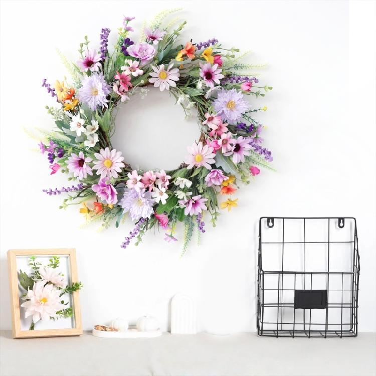 Artificial Flower Wreath Spring Festival Wreath Artificial Flower Wreath for Front Door Hallway Garden Farmhouses