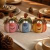 Pastoral Style Seasonal Home Accents Whimsical Patchwork Pumpkin, Pumpkin Table Decor, Cute Smiling Face Soft Fabric Ornaments for Living Room
